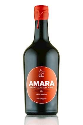 Bottle of AMARA - Amaro all' Arancia di Sicilia 50 cl, featuring vibrant orange and herbal flavors from Sicily.