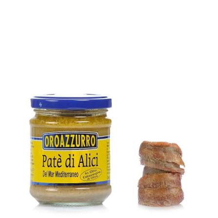 Patè di alici in olio di oliva extravergine, barattolo da 100 gr con acciughe del Mediterraneo.