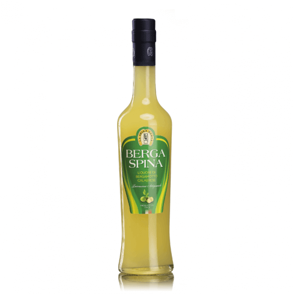Liquore al Bergamotto Bergaspina in bottiglia da 70 cl, prodotto tradizionale calabrese, ideale come digestivo.