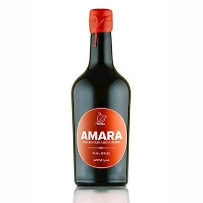 Bottle of AMARA - Amaro all' Arancia di Sicilia 50 cl, featuring vibrant orange and herbal flavors from Sicily.
